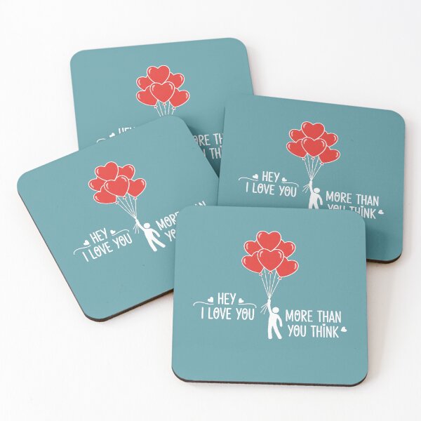 Item preview, Hey I Love You More Than You Think Romantic Quote With Red Heart Balloons designed and sold by Lycheeleaf.