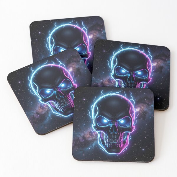 Item preview, Cosmic Lightning Skull Neon Glow designed and sold by DWolf04.