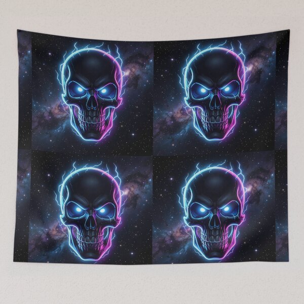 Item preview, Cosmic Lightning Skull Neon Glow designed and sold by DWolf04.