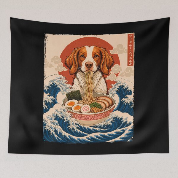 Item preview, Brittany Spaniel Eating Ramen - American Brittany Japanese designed and sold by ripgoatclothing.