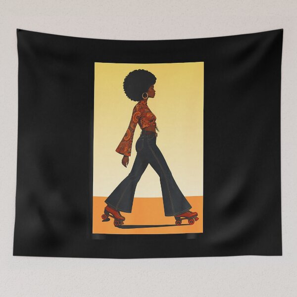 Item preview, Vintage 1970S Skating Black African American Woman With Afro designed and sold by ripgoatclothing.