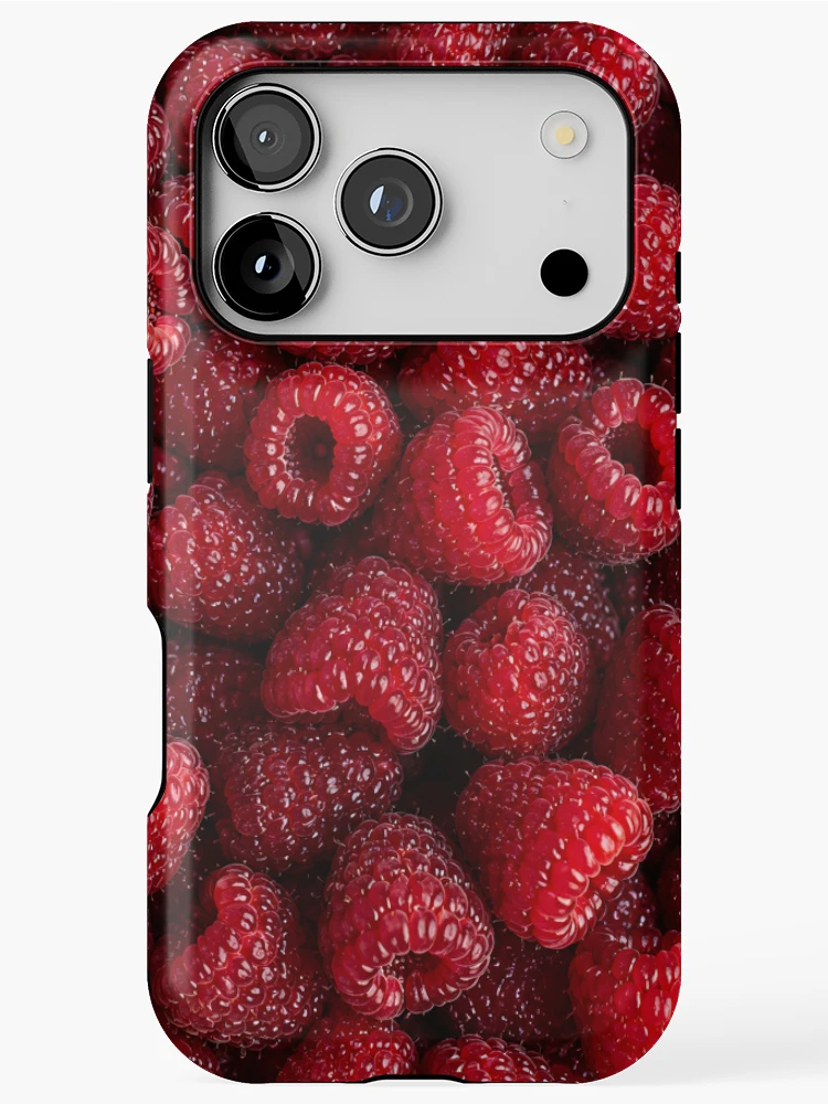 Thumbnail 1 of 4, iPhone Case, Fresh Sweet Ripe Raspberry Fruit Pattern designed and sold by Vaelia.