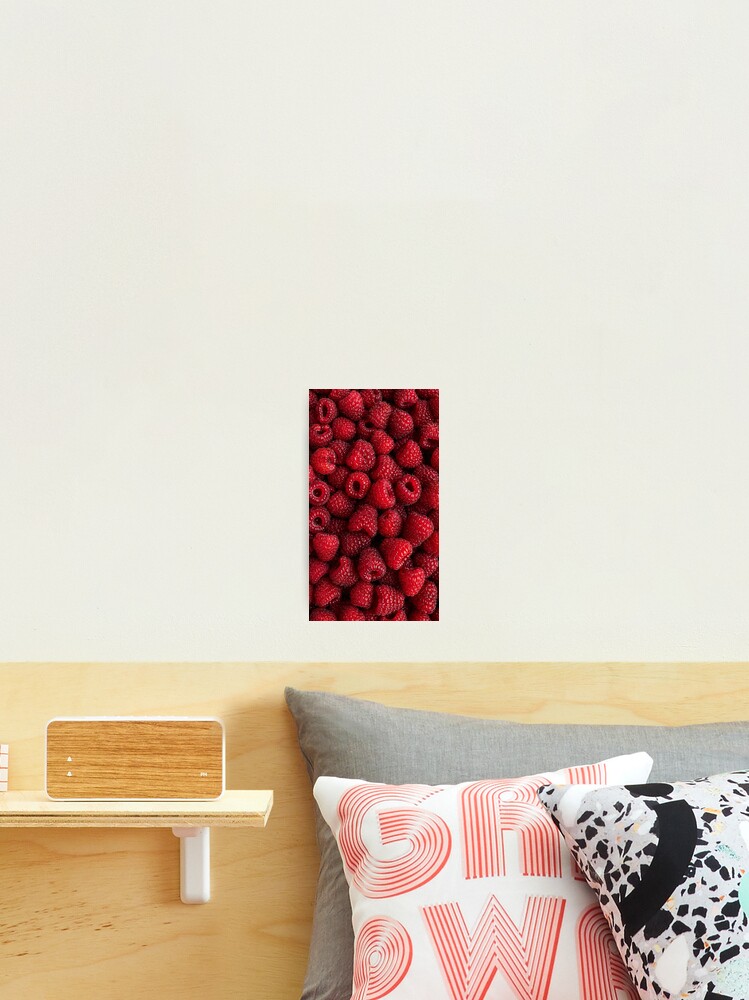 Thumbnail 2 of 3, Photographic Print, Fresh Sweet Ripe Raspberry Fruit Pattern designed and sold by Vaelia.