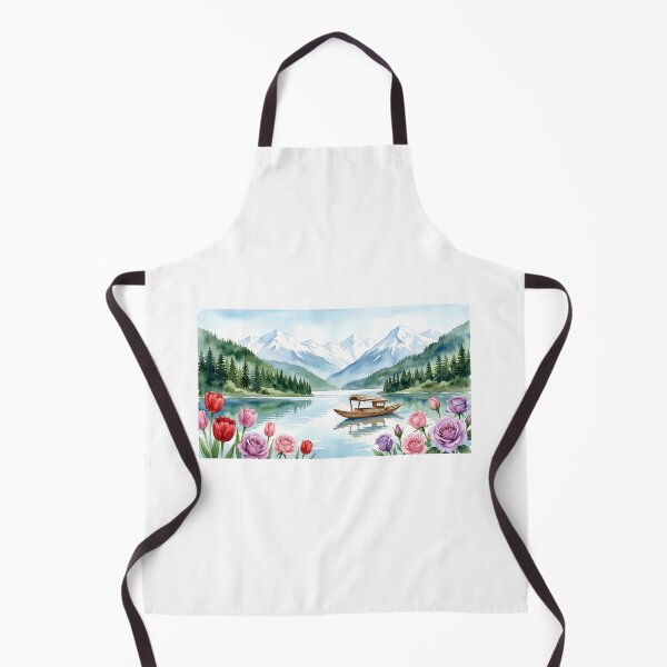 Item preview, Kashmir Dal Lake Houseboat Watercolor | Mountain Nature Landscape designed and sold by ASTROVIA .