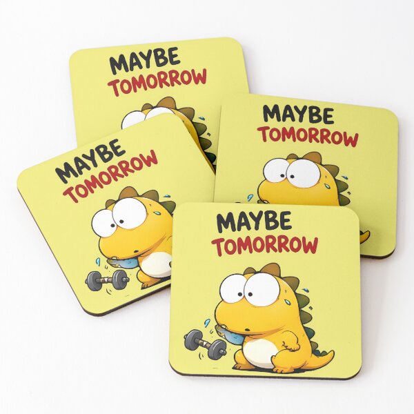 Item preview, Maybe Tomorrow Lazy Gym Dinosaur Sticker designed and sold by PreeCha Art & Co..