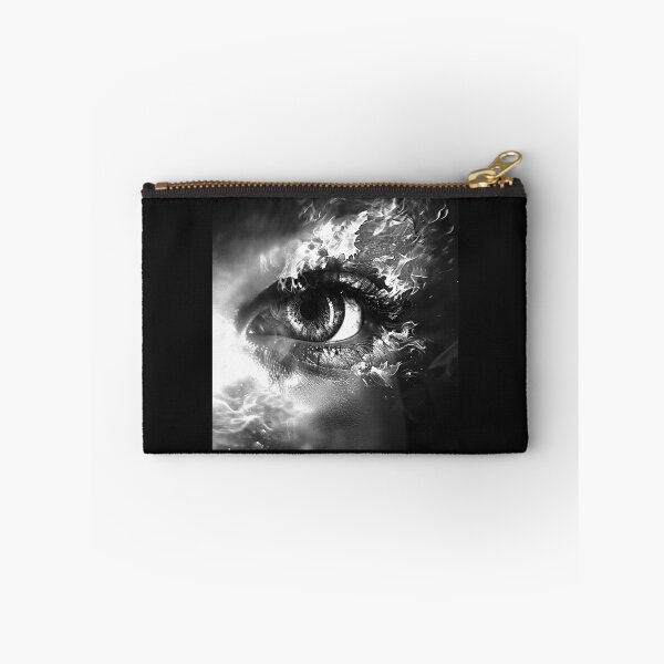 Item preview, Flaming Eye Portrait – Surreal Black and White Fire Art designed and sold by inkoutninja.