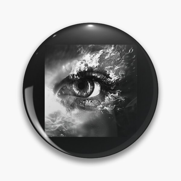 Item preview, Flaming Eye Portrait – Surreal Black and White Fire Art designed and sold by inkoutninja.