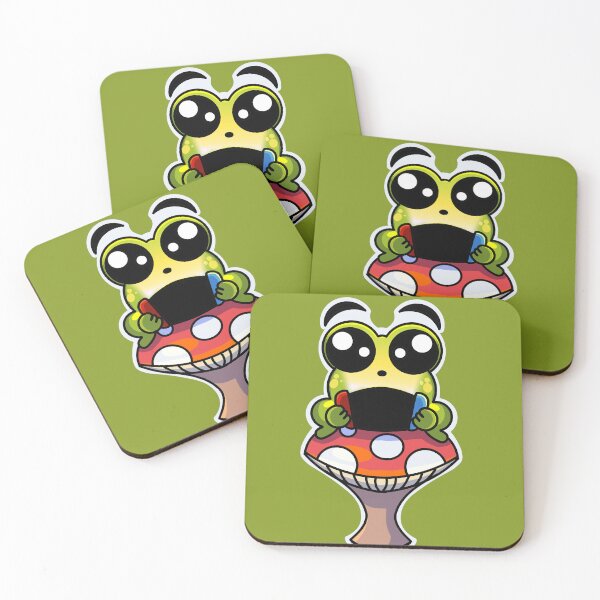 Item preview, Cute Gamer Frog on Mushroom designed and sold by DoodleDropStore.
