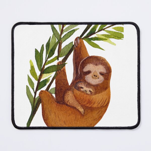Item preview, sloth mother and baby watercolor designed and sold by introvertarts.