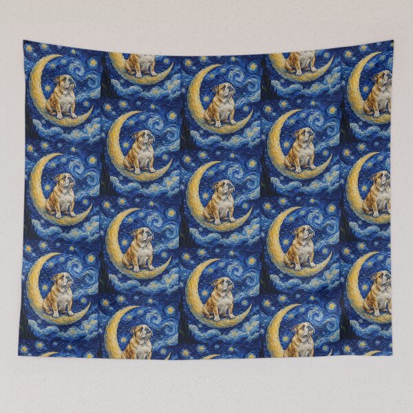 Item preview, Funny English Bulldog Starry Night Painting Cute Moon Stars Mom Dad Kids designed and sold by FurryHavenPH.