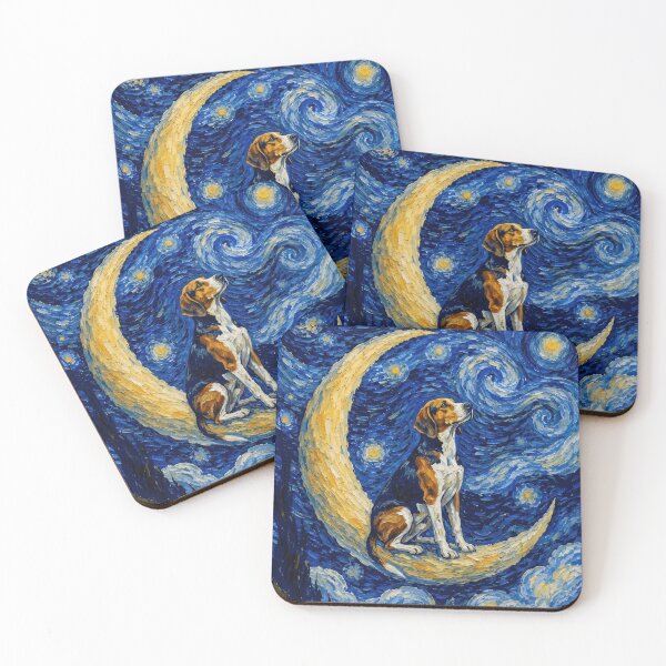 Item preview, Funny English Foxhound Starry Night Painting Cute Moon Stars Mom Dad Kids designed and sold by FurryHavenPH.