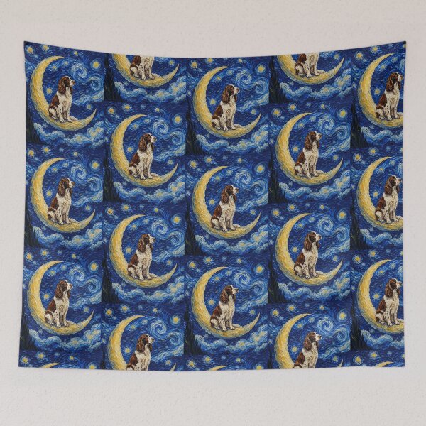 Item preview, Funny English Springer Spaniel Starry Night Painting Cute Moon Stars Mom Dad Kids designed and sold by FurryHavenPH.
