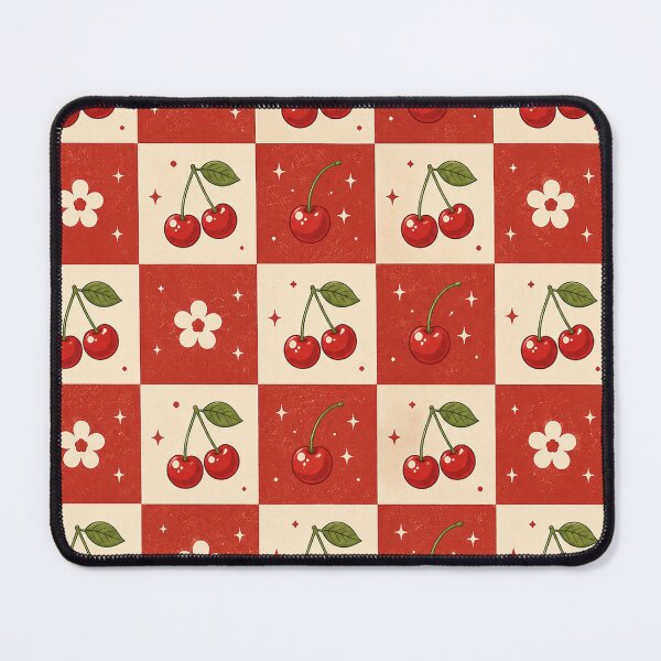 Item preview, Cherry Checkerboard Seamless Pattern – Retro Y2K Red Cherry & Cute Picnic Aesthetic designed and sold by RJACreative.