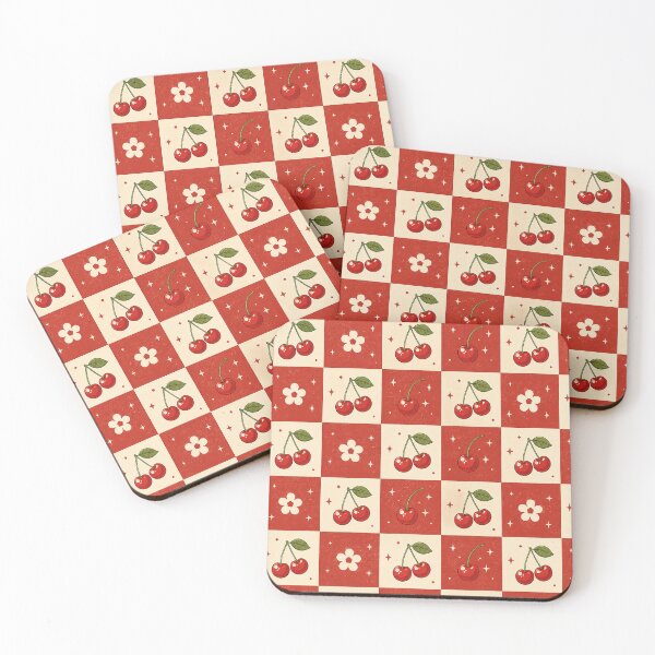 Item preview, Cherry Checkerboard Seamless Pattern – Retro Y2K Red Cherry & Cute Picnic Aesthetic designed and sold by RJACreative.