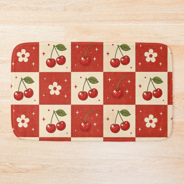 Item preview, Cherry Checkerboard Seamless Pattern – Retro Y2K Red Cherry & Cute Picnic Aesthetic designed and sold by RJACreative.