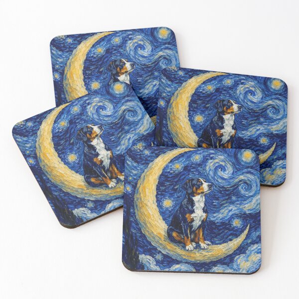 Item preview, Funny Entlebucher Mountain Starry Night Painting Cute Moon Stars Mom Dad Kids designed and sold by FurryHavenPH.
