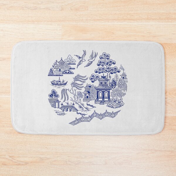 Item preview, Blue Willow Porcelain Landscape - Vintage Chinoiserie Bridge Art designed and sold by SplashTastic.