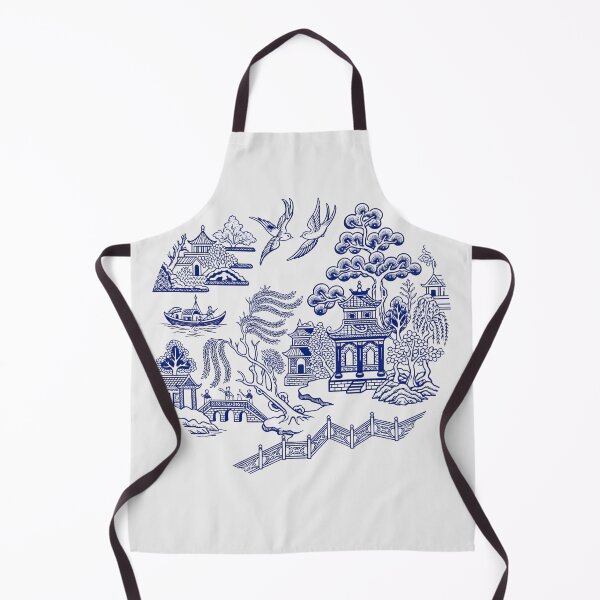 Item preview, Blue Willow Porcelain Landscape - Vintage Chinoiserie Bridge Art designed and sold by SplashTastic.