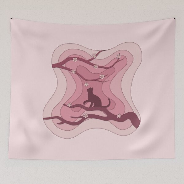 Item preview, Pastel Spring Cat Among Cherry Blossoms designed and sold by CozyLittleShop.
