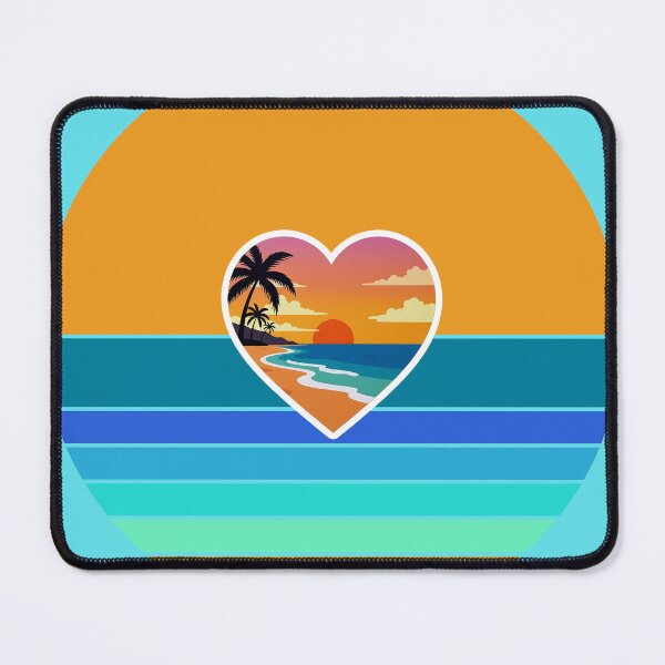 Item preview, Vintage Retro Beach in Heart on Striped Retro Sun Background designed and sold by Beachy.