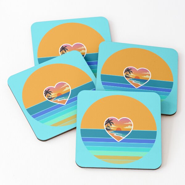 Item preview, Vintage Retro Beach in Heart on Striped Retro Sun Background designed and sold by Beachy.