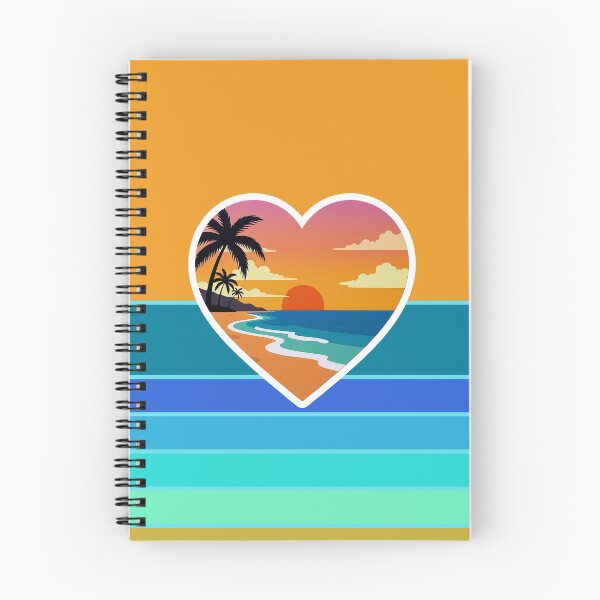 Item preview, Vintage Retro Beach in Heart on Striped Retro Sun Background designed and sold by Beachy.