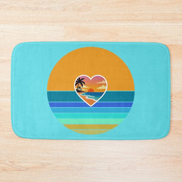 Item preview, Vintage Retro Beach in Heart on Striped Retro Sun Background designed and sold by Beachy.