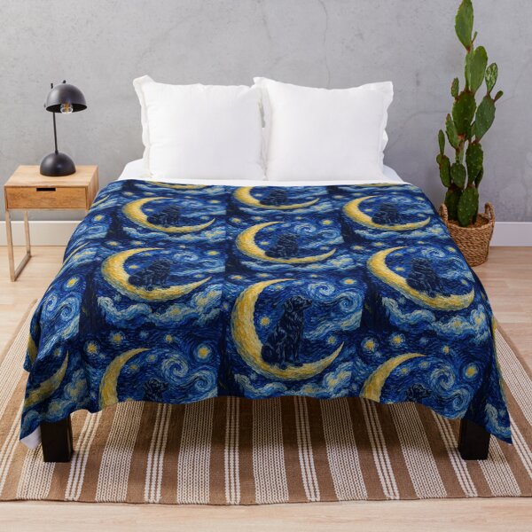 Item preview, Funny Flat Coated Retriever Starry Night Painting Cute Moon Stars Mom Dad Kids designed and sold by FurryHavenPH.