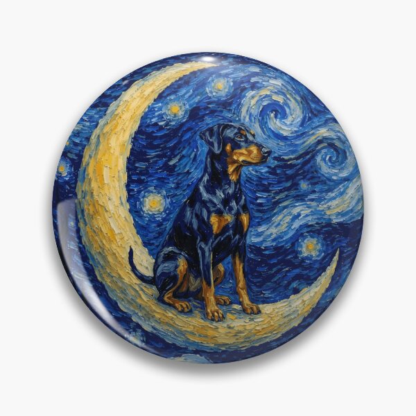 Item preview, Funny German Pinscher Starry Night Painting Cute Moon Stars Mom Dad Kids designed and sold by FurryHavenPH.