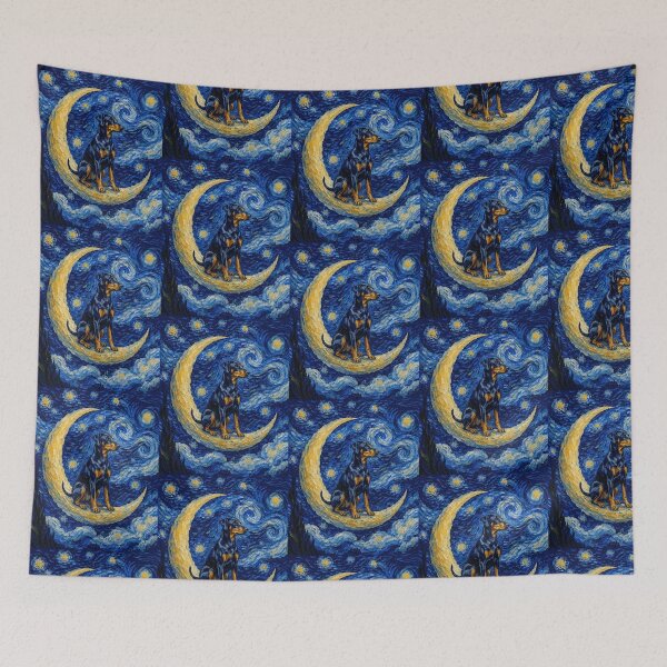 Item preview, Funny German Pinscher Starry Night Painting Cute Moon Stars Mom Dad Kids designed and sold by FurryHavenPH.
