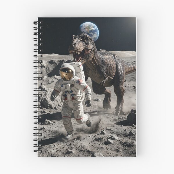 Item preview, NASA astronaut being chased by T-Rex on the moon. designed and sold by WiseBow.