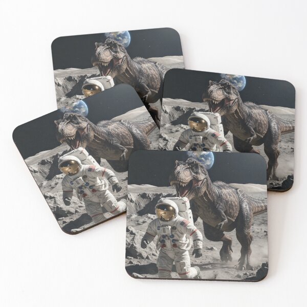 Item preview, NASA astronaut being chased by T-Rex on the moon. designed and sold by WiseBow.
