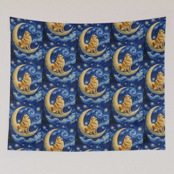 Item preview, Funny German Spitz Starry Night Painting Cute Moon Stars Mom Dad Kids designed and sold by FurryHavenPH.