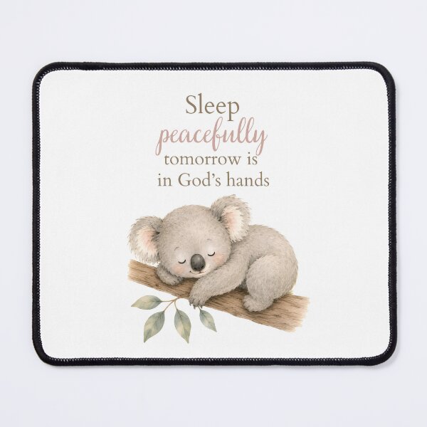 Item preview, Cute Koala with Sleep Peacefully Tomorrow is in God's Hands quote designed and sold by Birdsong Blessings.