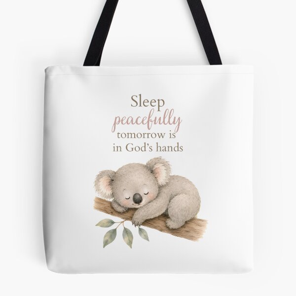 Item preview, Cute Koala with Sleep Peacefully Tomorrow is in God's Hands quote designed and sold by Birdsong Blessings.