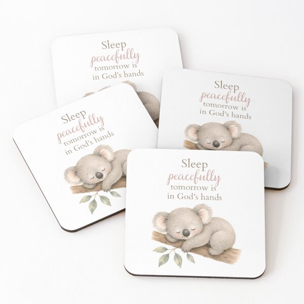 Item preview, Cute Koala with Sleep Peacefully Tomorrow is in God's Hands quote designed and sold by Birdsong Blessings.