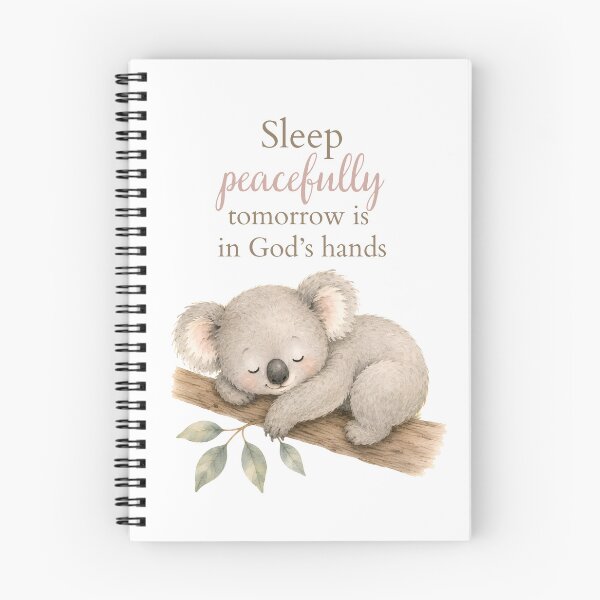 Item preview, Cute Koala with Sleep Peacefully Tomorrow is in God's Hands quote designed and sold by Birdsong Blessings.