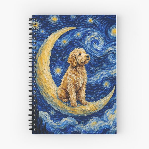 Item preview, Funny Goldendoodle Starry Night Painting Cute Moon Stars Mom Dad Kids designed and sold by FurryHavenPH.