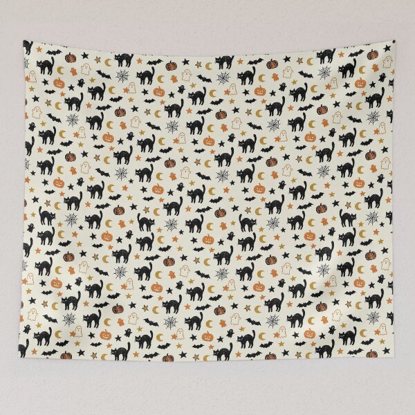 Item preview, Spooky Cats - Hand Drawn Seamless Halloween Pattern designed and sold by inkaylindesign.