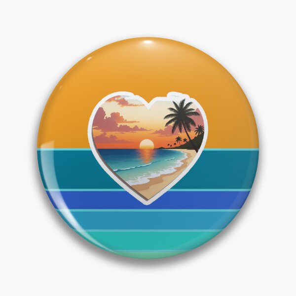 Item preview, Retro Sun Stripes and Beachy Coastal Heart with Vintage Beach designed and sold by Beachy.