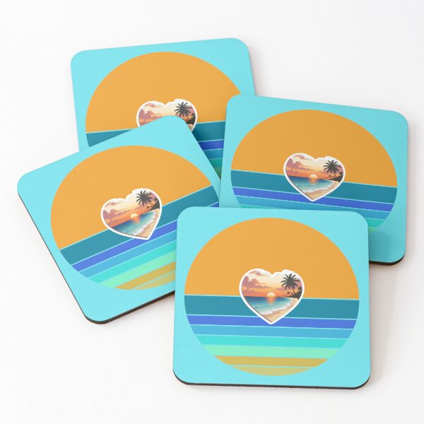 Item preview, Retro Sun Stripes and Beachy Coastal Heart with Vintage Beach designed and sold by Beachy.