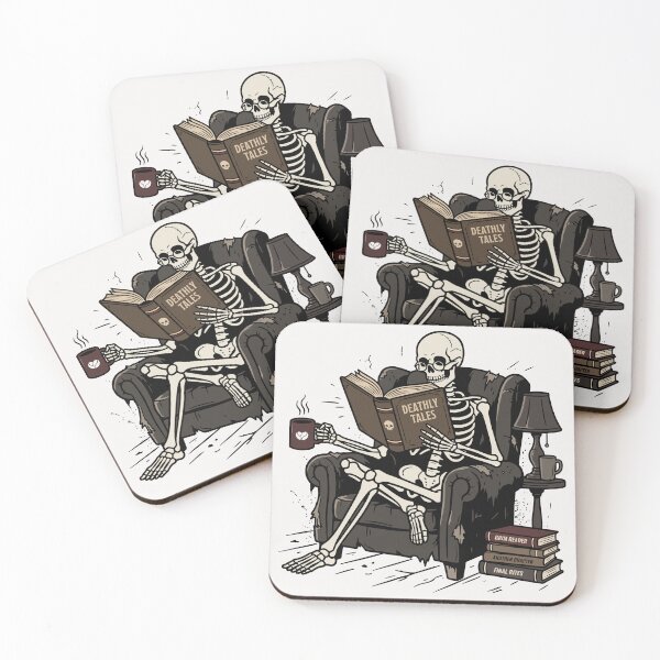 Item preview, Deathly Tales Skeleton Reader Funny Dark Academia Bookworm designed and sold by PrintivoraHub.