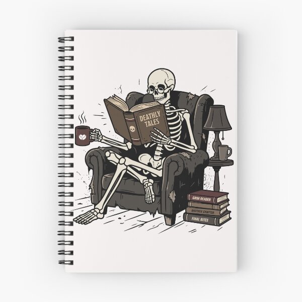Item preview, Deathly Tales Skeleton Reader Funny Dark Academia Bookworm designed and sold by PrintivoraHub.