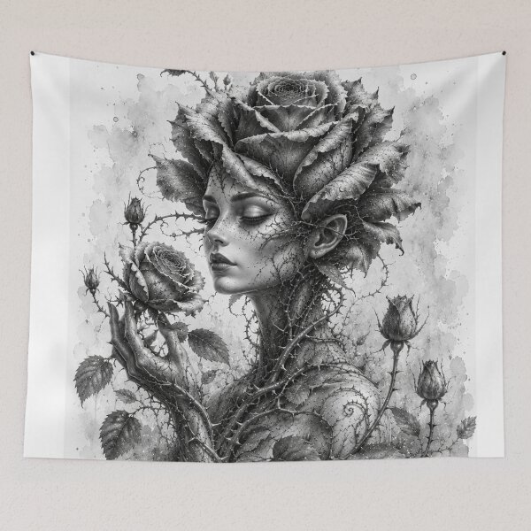 Item preview, Rose personified — botanical elegance in black and white designed and sold by Axokris.