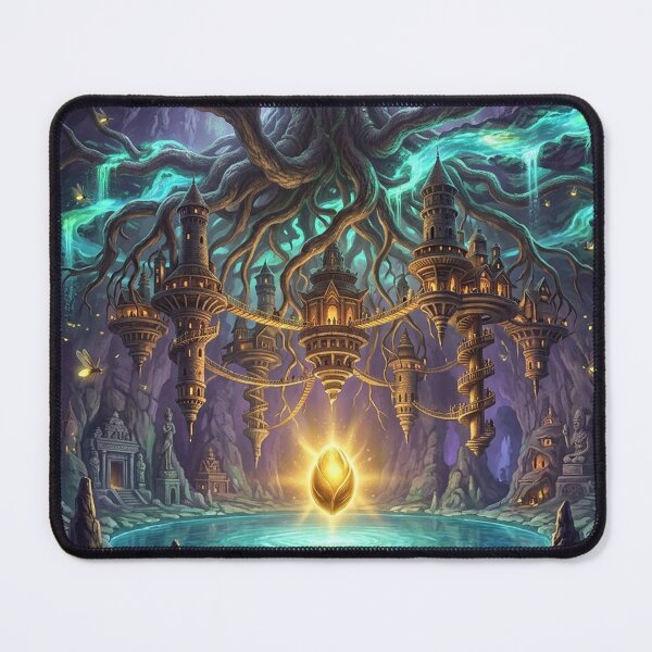 Item preview, Tree City Cavern — Fantasy Underground Kingdom Beneath Glowing Roots designed and sold by RoyArt0.