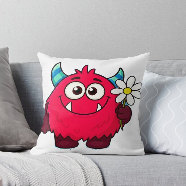 Item preview, Cute Fuzzy Red Monster Holding a Daisy Flower designed and sold by alikencengde12.