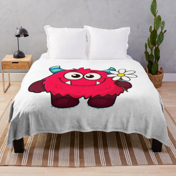 Item preview, Cute Fuzzy Red Monster Holding a Daisy Flower designed and sold by alikencengde12.