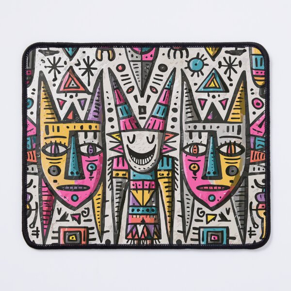 Item preview, Vibrant Tribal Folk Art Abstract Mask Pattern designed and sold by Romgora.
