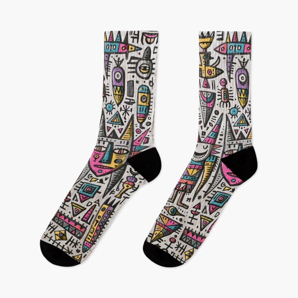 Item preview, Vibrant Tribal Folk Art Abstract Mask Pattern designed and sold by Romgora.