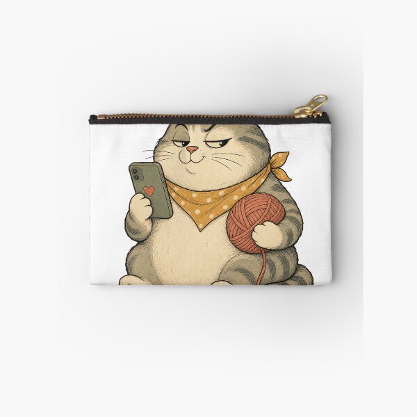 Item preview, Sarcastic Fat Cat With Phone and Yarn Funny Quote T-Shirt Design designed and sold by KIDEnia.